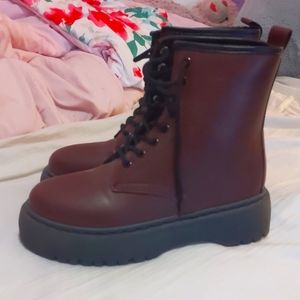 Maroon Combat Boots